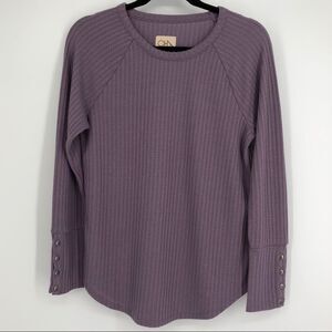 CHASER Purple Thermal Knit Top Long Sleeve‎